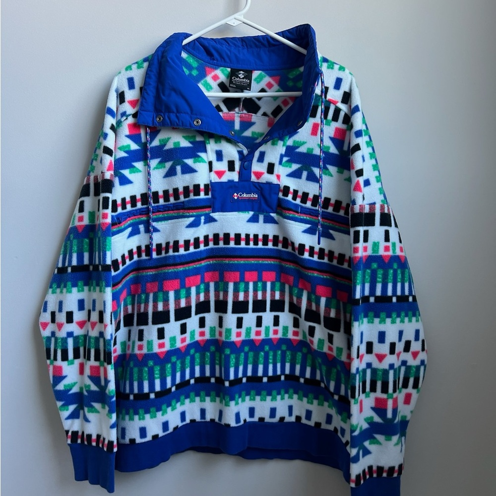 Columbia Vibrant Fleece Pullover with Geometric Pattern Men’s XL